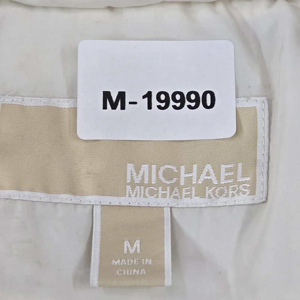Michael‎ Kors Women Jacket M White Vest Puffer Zipper Sleeveless Logo